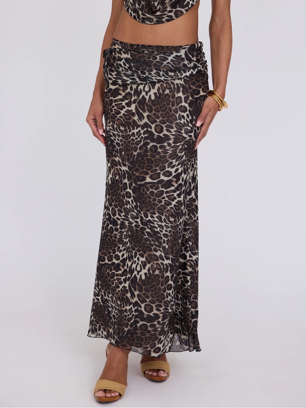 Tiger Mist Leopard Maxi Skirt in Brown and Cream